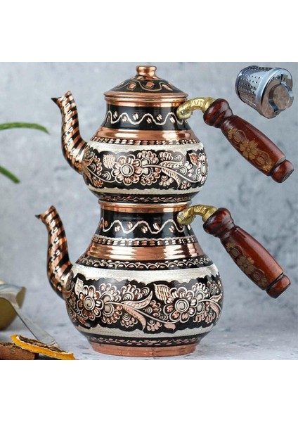El Yapımı Bakır Türk Çaydanlığı Seti: fiyatları