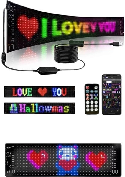 Sepetim Matrix LED Cama Yapışan Telefon Kontrollü Panel Dijital Ekran Kumandalı fırsatları