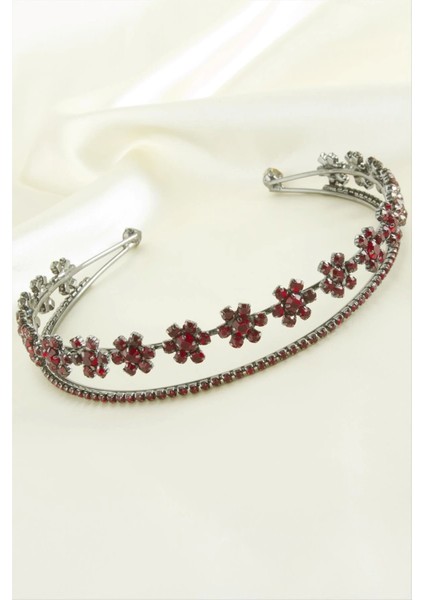 Çiçek Lüks Taşlı Gelin Tacı