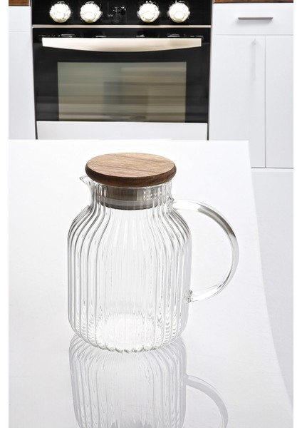 Acacia-Akasya Kapaklı Borosilikat Cam Sürahi 1600 ml
