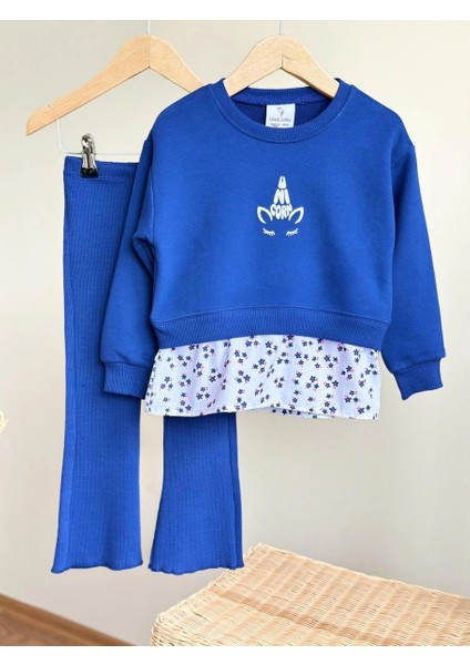 Gömlek Detaylı Sweatshirt ve Ispanyol Paça Tayt