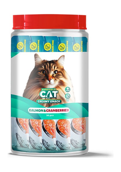 Sepetim Eurogold Cat Sıvı Kedi Ödülü Somon - Kızılcık 30X15GR