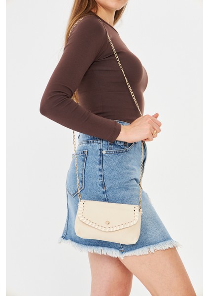 Allegra Bej Zincirli Günlük Mini Kadın Omuz, Kol ve El Çantası modelleri