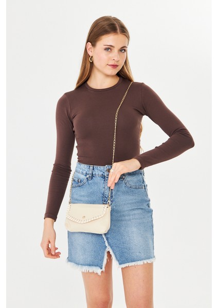 Allegra Bej Zincirli Günlük Mini Kadın Omuz, Kol ve El Çantası