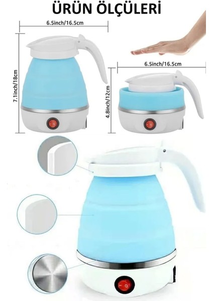 Katlanabilir Silikon Elektrikli Su Isıtıcı, Kamp ve Piknik Için Taşınabilir Mini Kettle fiyatları
