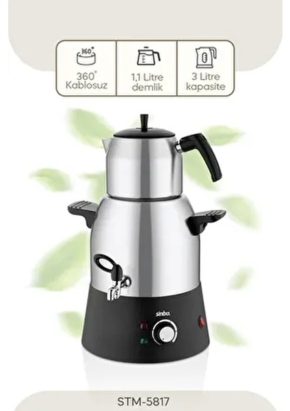 STM-5817 Semaver Çay Makinesi - Gri / 1,7 lt fiyatları