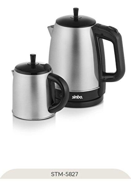 STM-5827 Çay Seti 1.7 L Su Isıtıcısı ve 0.7 L Çelik Demlik Inox Renk indirimleri