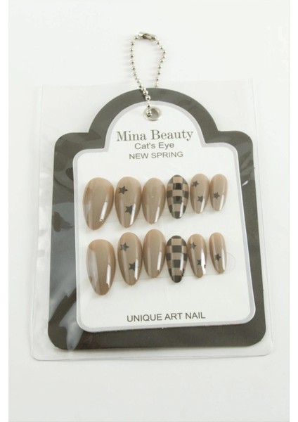 Desenli Mina Beauty Kedi Gözü Takma Tırnak