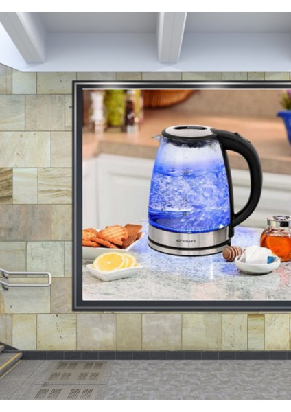 Cam Kettle 1.8l, LED Işıklı, 1500W, Otomatik Kapanma, Elektrikli Su Isıtıcı