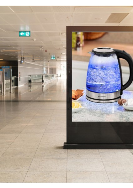 Cam Kettle 1.8l, LED Işıklı, 1500W, Otomatik Kapanma, Elektrikli Su Isıtıcı fırsatları