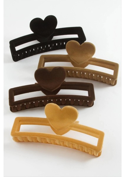 Kalp Renkli Kadife Mandal Toka 13 cm