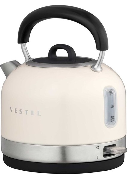 Şık Bej Retro Su Isıtıcı ile Sıcaklıkta Şıklık ve Kullanışlılık