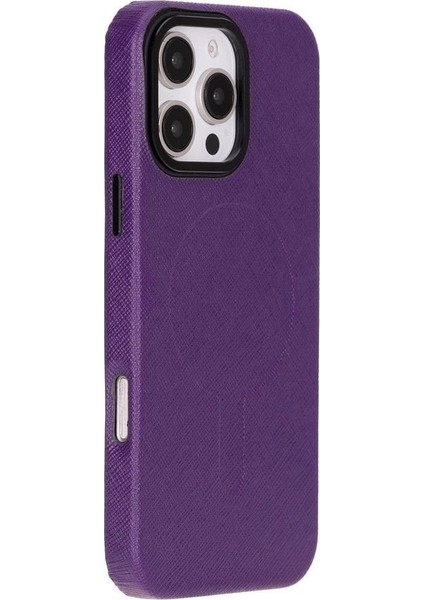 Apple iPhone 16 Pro Max Uyumlu, Hakiki Deri, El Yapımı Kılıf, Mor indirimleri