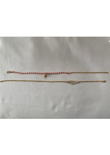 Parlak Taşlı Kalp Figürlü Ikili Halhal fiyatları