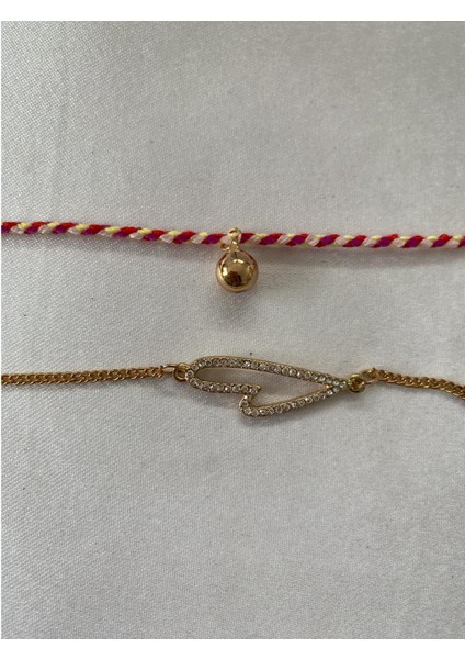 Parlak Taşlı Kalp Figürlü Ikili Halhal fırsatları