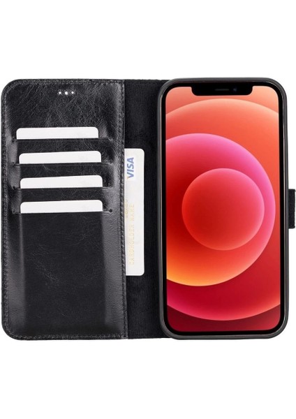 Apple iPhone 12 Pro Max Uyumlu Deri Cüzdanlı Kılıf Rst1 Siyah fiyatları