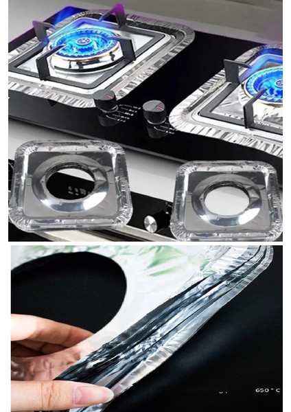 20 Adet Ocak Üstü Koruyucu Leke Önleyici Isıya Dayanıklı Yıkanabilir Ocak Gözü Izgara Koruyucu Folyo modelleri