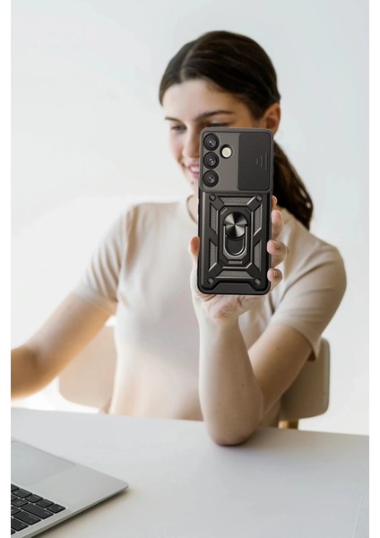 Bfs Samsung Galaxy S25 Plus Kılıf Pars Lens Yüzüklü Silikon - Lacivert modelleri