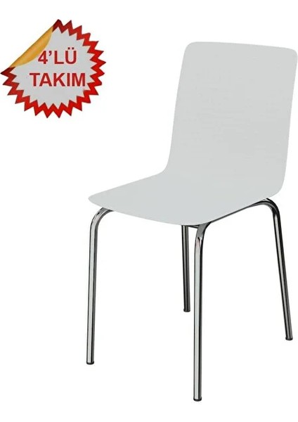 Casella Dalmi Krom Ayak Plastik Sandalye Mutfak Salon Çalışma Sandalyesi Beyaz 4 Lü Takım fiyatları