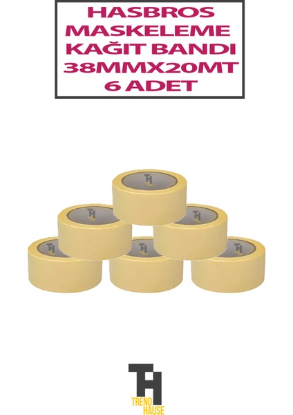 Kağıt Maskeleme Bantı 38 mm 20 Metre 6 Adet