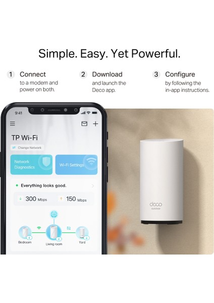 Deco BE25-OUTDOOR(1-PACK) | Wi-Fi 7 Mesh Router | BE3600MGBPS Çift Bant | 2× 2.5g Port | IP65 Suya & Toza Dayanıklı | Poe Destekli | Aı-Roaming & Homeshield | Iç/dış Mekan Kullanım