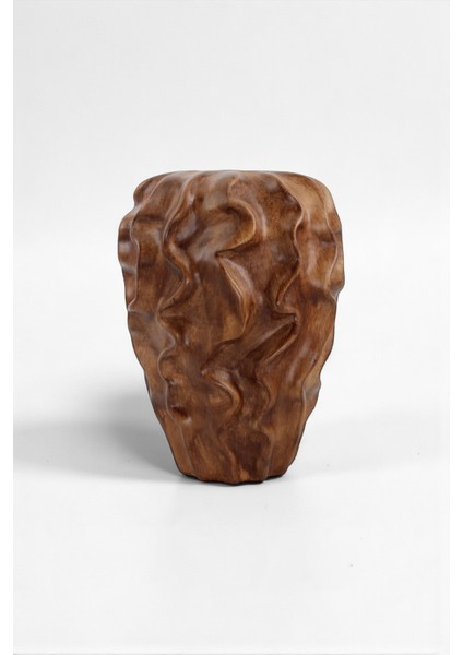 Serenité Ahşap Dalgalı Sarmaşık Desenli Seramik Vazo (18X25.5 Cm)