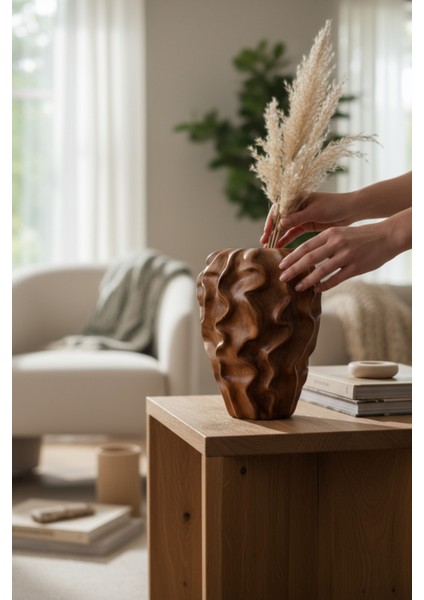 Serenité Ahşap Dalgalı Sarmaşık Desenli Seramik Vazo (18X25.5 Cm) fiyatları