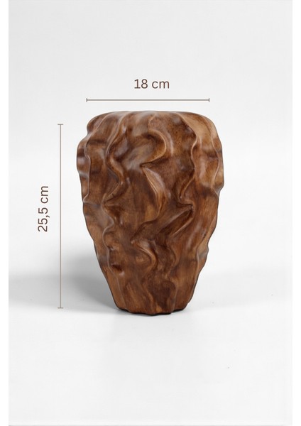 Serenité Ahşap Dalgalı Sarmaşık Desenli Seramik Vazo (18X25.5 Cm)