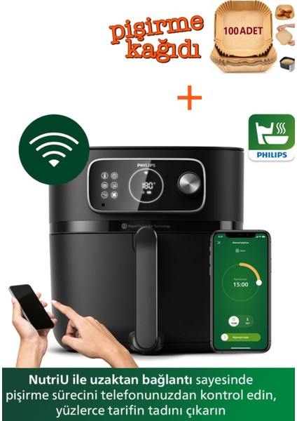 Kablosuz 7000 Serisi Xxl Airfryer ve Fritöz Kombi, Siyah Renk