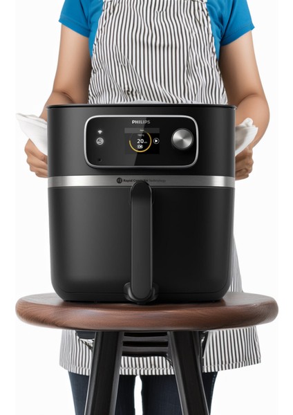 Geniş Kapasiteli 8,3 Lt Uzaktan Bağlantılı Airfryer, 22 Fonksiyon, Siyah