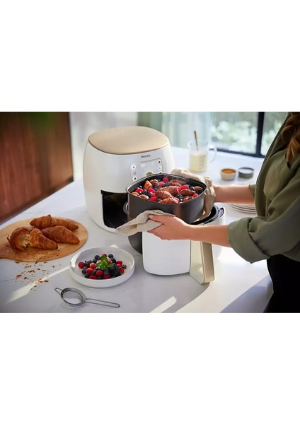 Akıllı Sensing Airfryer, LED Ekran, 2250W, Beyaz, 7,3l Hızlı ve Sağlıklı Pişirme