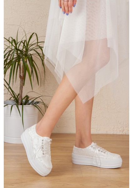 Beyaz Kadın Dolgu Topuklu Ayakkabı MIMY1401BEYAZ ÇINAR600E