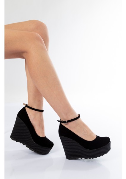 Kadın Siyah Süet Dolgu Topuklu Ayakkabı 1205MIMY300E