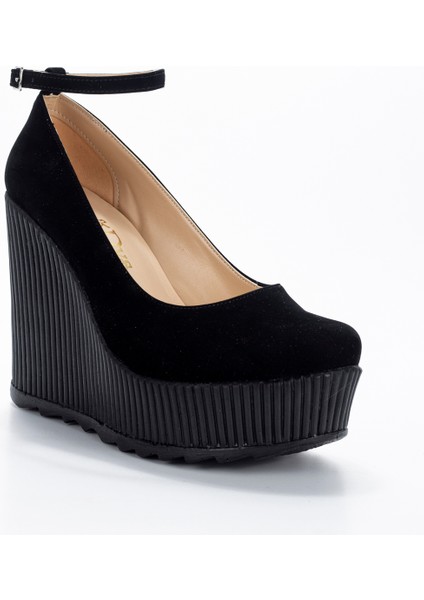 Kadın Siyah Süet Dolgu Topuklu Ayakkabı 1205MIMY300E modelleri