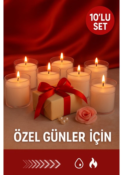 10’lu Set Şeffaf Plastik Mumluk – Dekoratif, Dayanıklı ve Özel Günler Için Şık Işık Çözümü