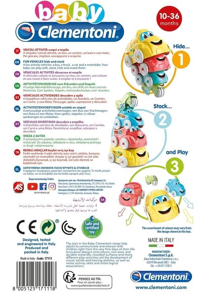 17111 Baby Clementoni Renkli Araçlar / 6-36 Ay modelleri