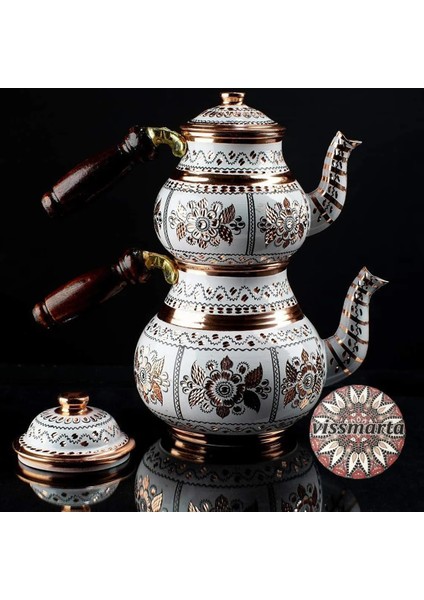 El Yapımı Bakır Türk Çaydanlık Seti