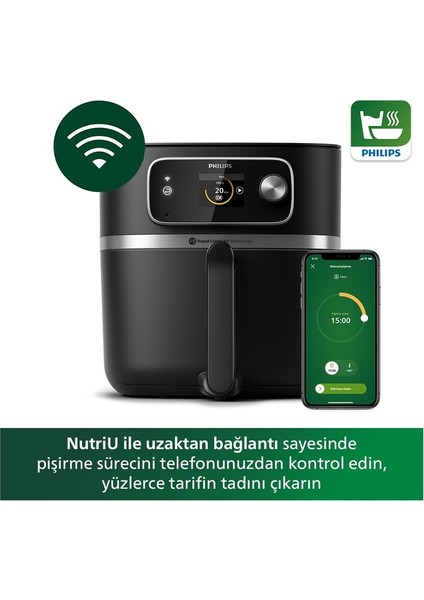 Geniş Kapasiteli Akıllı Airfryer, 2200 W, Siyah, 8,2 Litre, Wi-Fi Bağlantılı modelleri