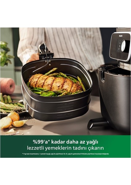 Geniş Kapasiteli Akıllı Airfryer, 2200 W, Siyah, 8,2 Litre, Wi-Fi Bağlantılı
