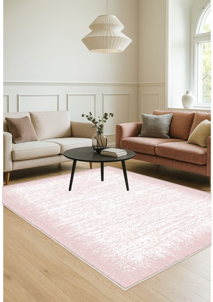 Pembe Dijital Baskı Salon Halısı Kaymaz Tabanlı Yıkanabilir Halı Yolluk