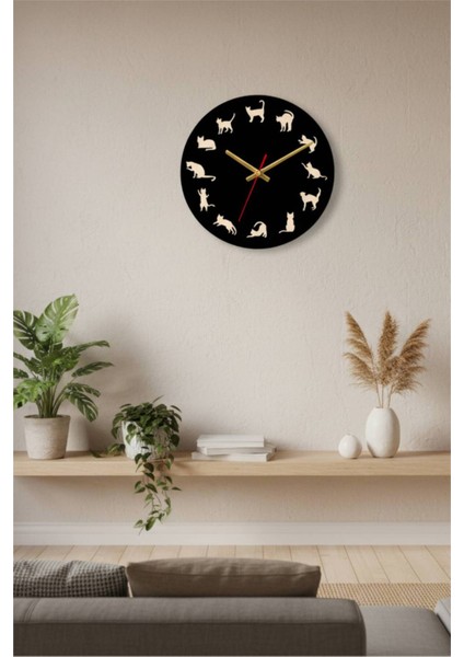 Kedi Figürlü Dekoratif Duvar Saati 40CM fiyatları