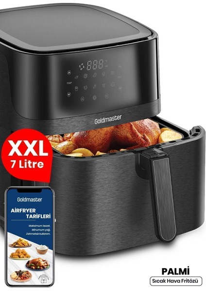 7 Litre Geniş Xxl Dokunmatik Airfryer Sıcak Hava Fritözü, Sıcak Tutma Özellikli