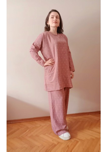 Eşofman Tarzı Tunikli Takım Standart Beden Rengi Pembe