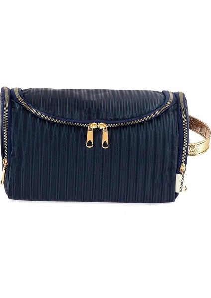 Lacivert Şık Makyaj Çantası, Pratik ve Şık Seyahat Aksesuarı fırsatları