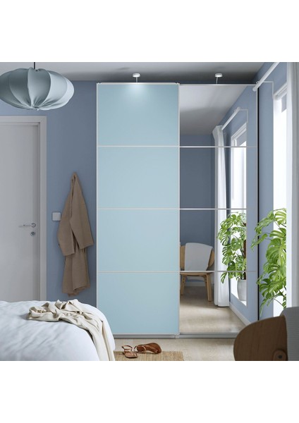 Pax Sürgü Kapaklı Gardırop, Beyaz-Açık Mavi, 150X44X236 Cm, Çift Taraflı Kapak fiyatları