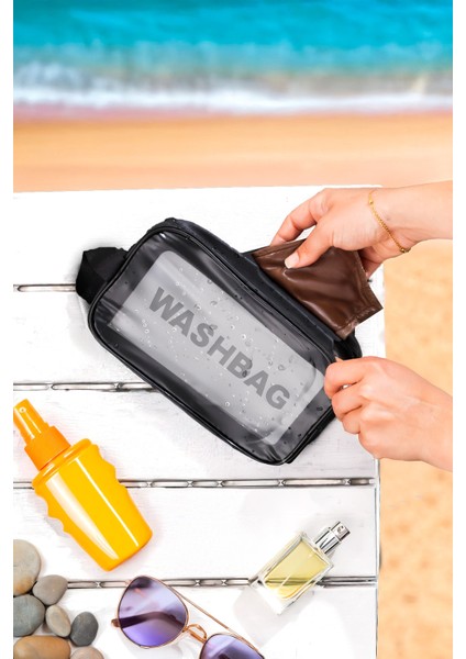 2'li Şeffaf Seyahat ve Makyaj Çantası, Su Geçirmez, Organizer, 21X13CM fırsatları