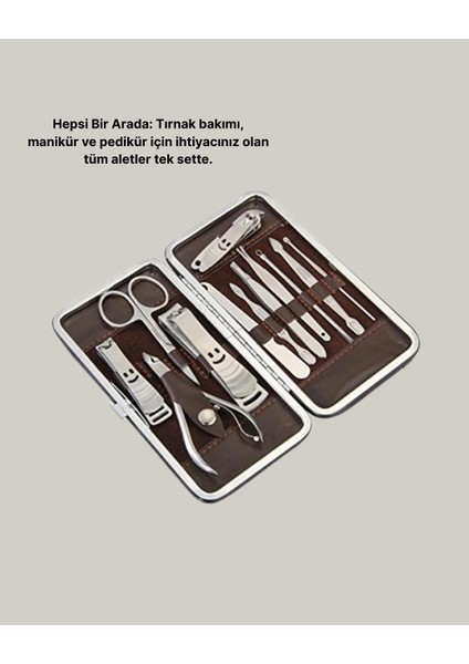 Özel Deri Çantalı 12 Parça Manikür Pedikür Bakım Seti Paslanmaz Çelik fırsatları