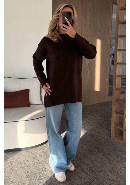 Kahverengi Triko Kazak - 04595 fırsatları