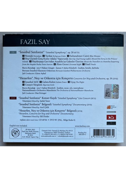 Fazıl Say Istanbul Senfonisi Çift CD (Orijnal Dönem Baskı Cd) fiyatları