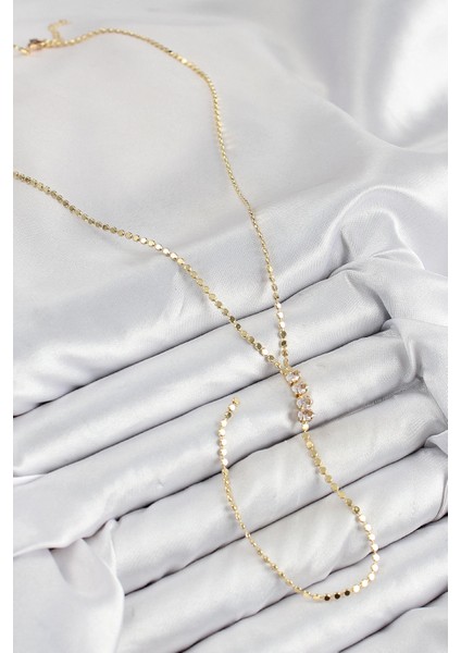 Bfs Pirinç Zirkon Taşlı Ezme Zincirli Model Gold Renk Y Kolye fiyatları